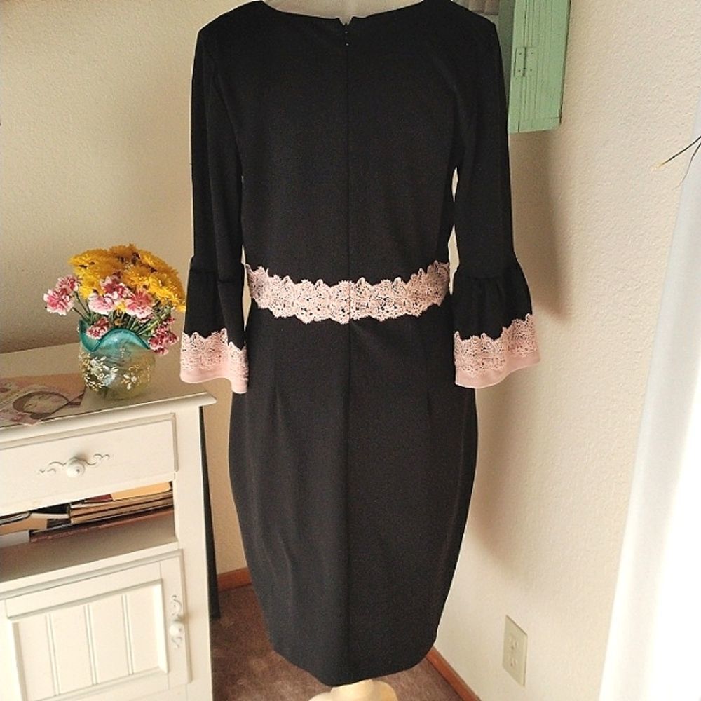 Sangria Little Black Dress With Lace Trim - Picture 7 of 13